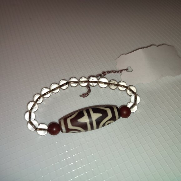 Medium Bracelet Ethnic Design Bead Vintage Hand made Elastic crafted academia - Picture 4 of 5